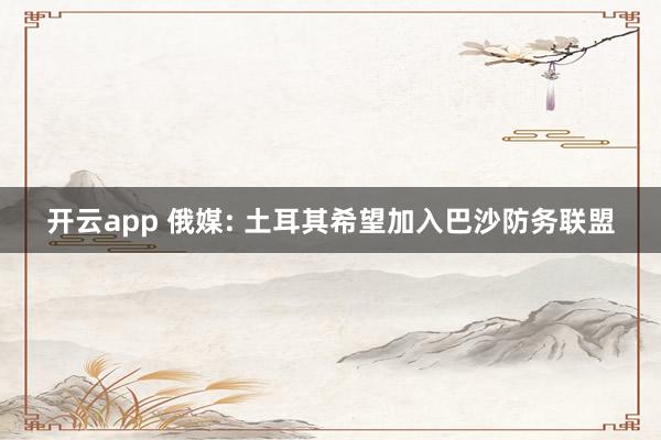 开云app 俄媒: 土耳其希望加入巴沙防务联盟