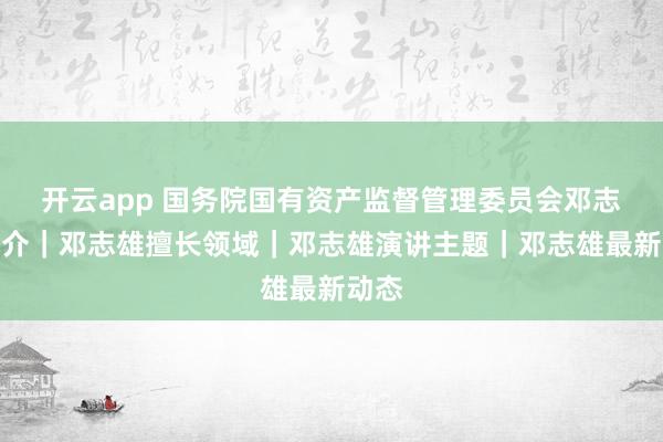 开云app 国务院国有资产监督管理委员会邓志雄简介｜邓志雄擅长领域｜邓志雄演讲主题｜邓志雄最新动态